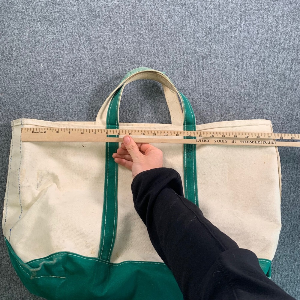Vintage LL Bean Boat and Tote Canvas Bag Green Large Freeport Maine Beers Tote - Picture 6 of 7